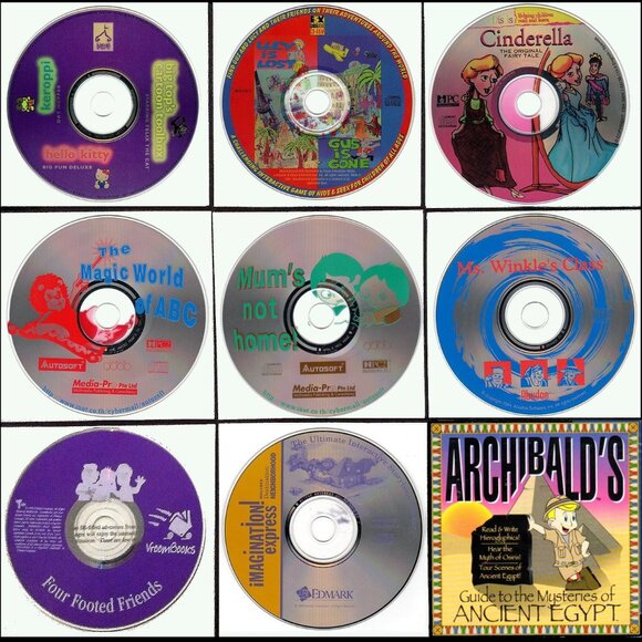 KIDS LOT #2 1994 - 9 Vintage PC-CD-ROM Discs - Picture 1 of 3